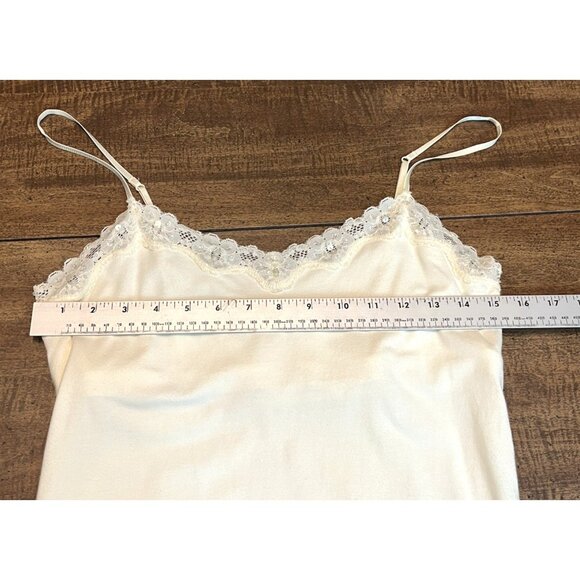 Aeropostale Lace Trim Cami Tank Size Large Cream Y2K Preppy 90S Coquette - Picture 13 of 14